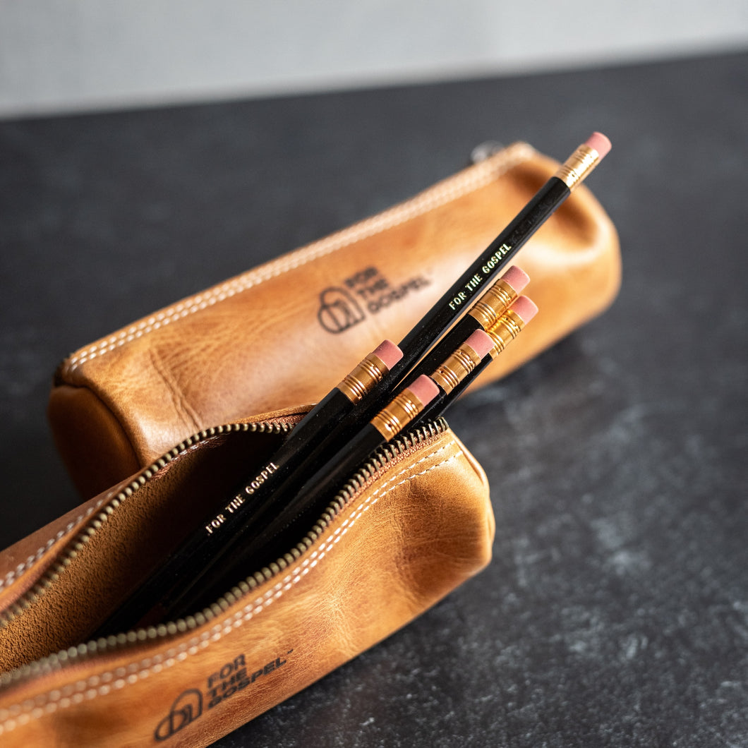 Handmade Leather Pencil Pouch & Pencil Set